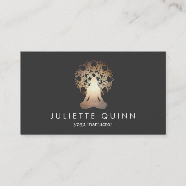 Yoga Instructor Meditation Pose Gold Lotus Mandala Visitenkarte (Vorderseite)