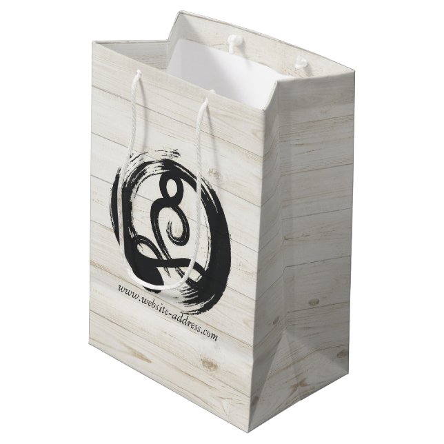 Yoga Instructor Meditation Pose Healer ZEN Symbol Mittlere Geschenktüte (Rückseite Schrägansicht)