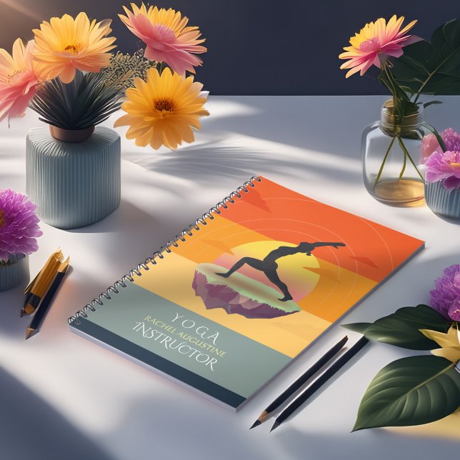 Yoga Instructor Meditation Pose Sun Flying Island Notizblock (Von Creator hochgeladen)