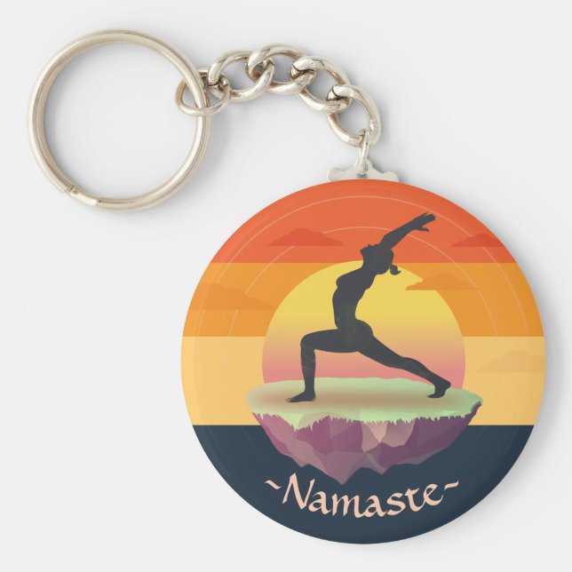 Yoga Instructor Meditation Pose Sun Flying Island Schlüsselanhänger (Vorne)