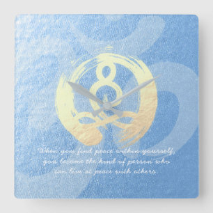 Yoga Instructor Meditation Pose Zen OM Sign Quotes Quadratische Wanduhr
