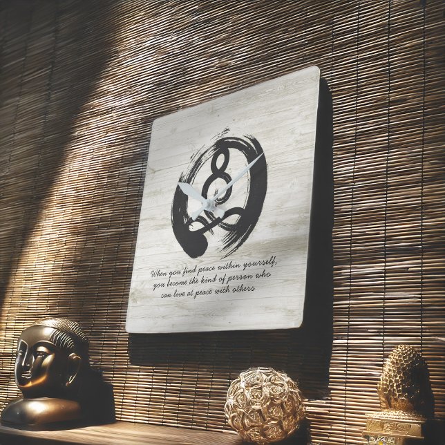 Yoga Instructor Meditation Pose Zen Symbol Quotes Quadratische Wanduhr (Von Creator hochgeladen)