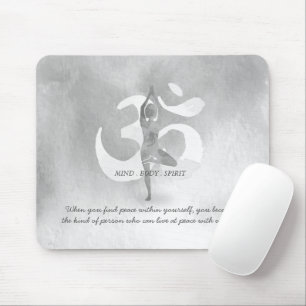 YOGA Instructor Meditation Tree Pose Om Sign Quote Mousepad