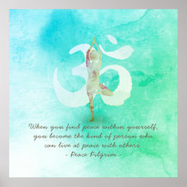 YOGA Instructor Meditation Tree Pose Om Sign Quote Poster