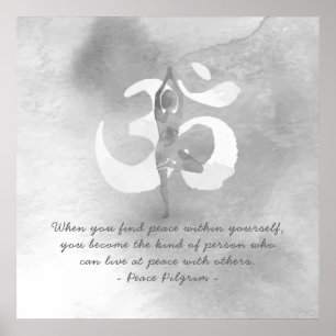 YOGA Instructor Meditation Tree Pose Om Sign Quote Poster