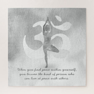 YOGA Instructor Meditation Tree Pose Om Sign Quote Puzzle