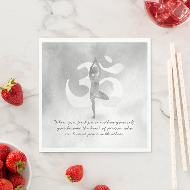 YOGA Instructor Meditation Tree Pose Om Sign Quote Serviette (Beispiel)