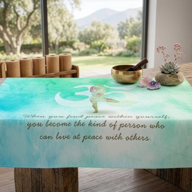 YOGA Instructor Meditation Tree Pose Om Sign Quote Tischdecke (Von Creator hochgeladen)