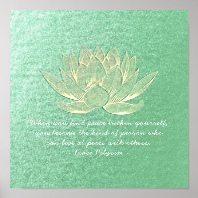 YOGA Instructor Meditation Zitat Blue Gold Lotus Poster (Vorne)