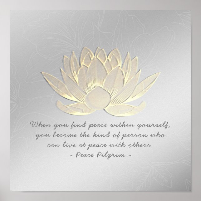 YOGA Instructor Meditation Zitat Silver Gold Lotus Poster (Vorne)
