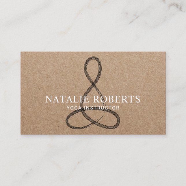 Yoga Instructor Meditor Logo Rustic Kraft Visitenkarte (Vorderseite)