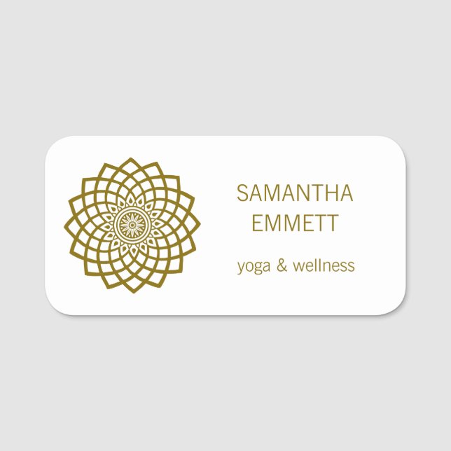 Yoga Instructor Minimalistisch Mandala Modern Namensschild (Vorderseite)