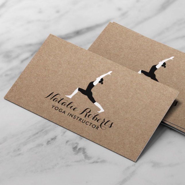 Yoga Instructor Minimalistisch Yoga Pose Rustic Kr Visitenkarte (Von Creator hochgeladen)
