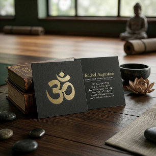 Yoga Instructor, mit dem Symbol OM Symbol in Schwa Quadratische Visitenkarte