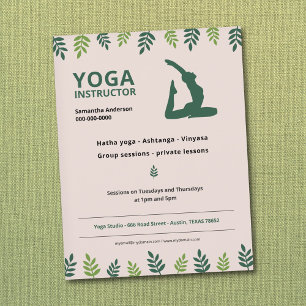 Yoga Instructor mit Flyer "Green Blätter"