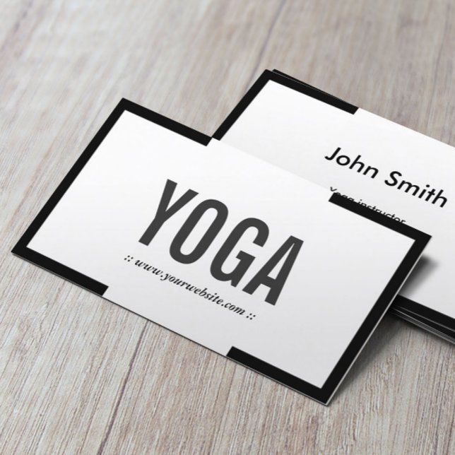 Yoga Instructor Modern Bold Border Beruflich Visitenkarte (Von Creator hochgeladen)