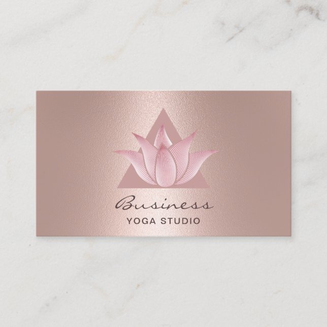 Yoga Instructor Modern Rose Gold Lotus Logo Visitenkarte (Vorderseite)