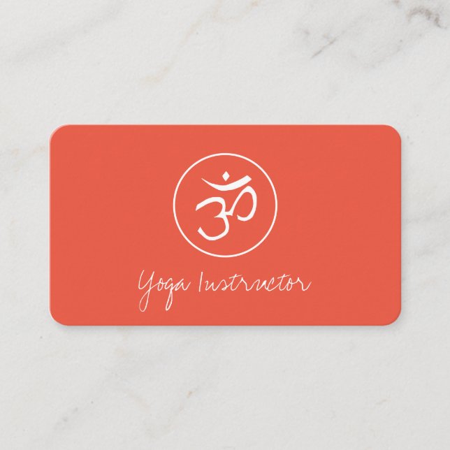 Yoga Instructor Om Symbol Peach Simple Visitenkarte (Vorderseite)
