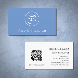 Yoga Instructor Om Symbol Simple Blue Visitenkarte