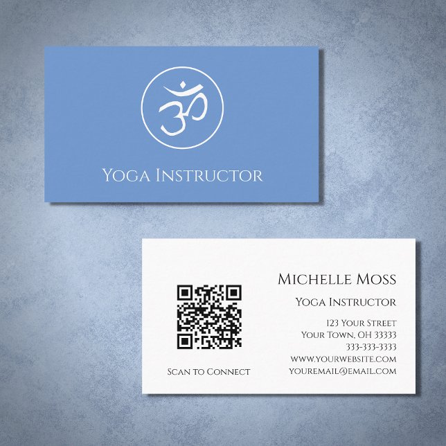 Yoga Instructor Om Symbol Simple Blue Visitenkarte (Von Creator hochgeladen)