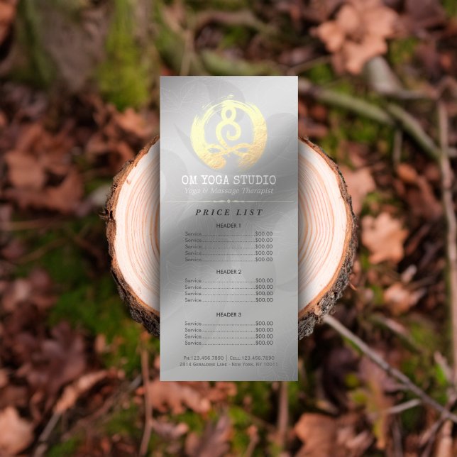 YOGA Instructor Price List Meditation Pose Zen OM Werbekarte (Von Creator hochgeladen)