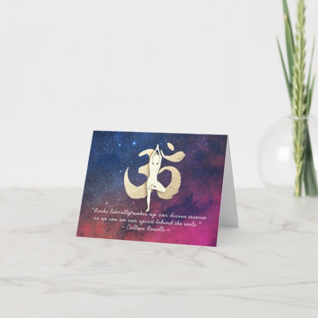 YOGA Instructor Quote Tree Pose OM Symbol Galaxy Karte (Vorderseite)