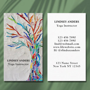 Yoga Instructor Rainbow Colored Tree Business Card Visitenkarte