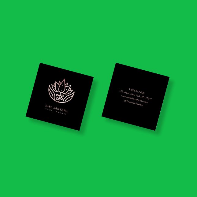 Yoga Instructor Rose Gold Glitzer Lotus Blume Quadratische Visitenkarte (Von Creator hochgeladen)