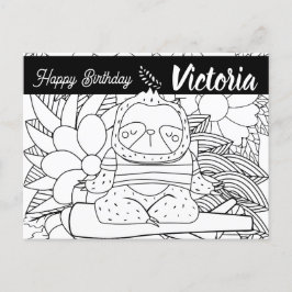 Yoga Instructor Sloth Birthday Floral Coloring Postkarte