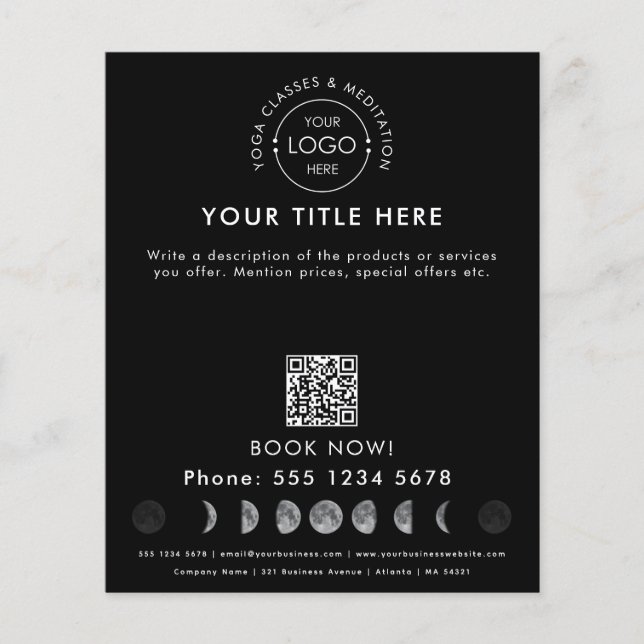 Yoga Instructor Studio Classes Business Logo Moos Flyer (Vorne)