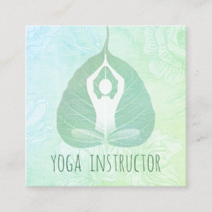 Yoga Instructor Studio Meditation Pose Bodhi Leaf Quadratische Visitenkarte