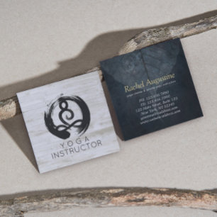 Yoga Instructor Studio Meditation Pose Bodhi Leaf Quadratische Visitenkarte