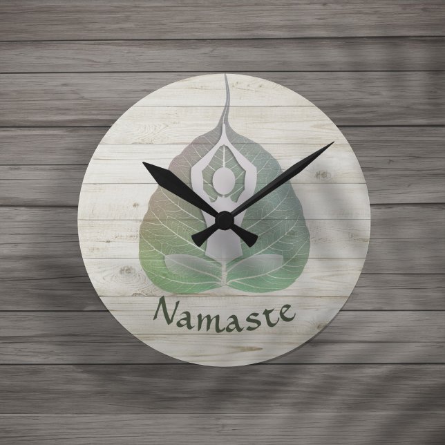 Yoga Instructor Studio Meditation Pose Bodhi Leaf Runde Wanduhr (Von Creator hochgeladen)