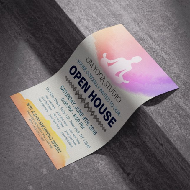 Yoga Instructor Studio Meditation Pose Open House Flyer (Von Creator hochgeladen)