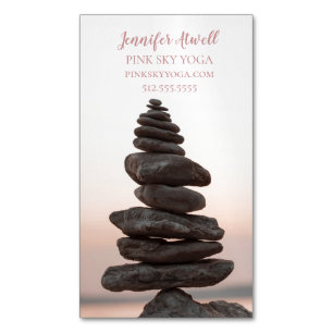 Yoga Instructor Studio Pink Zen Stones Magnetische Visitenkarte