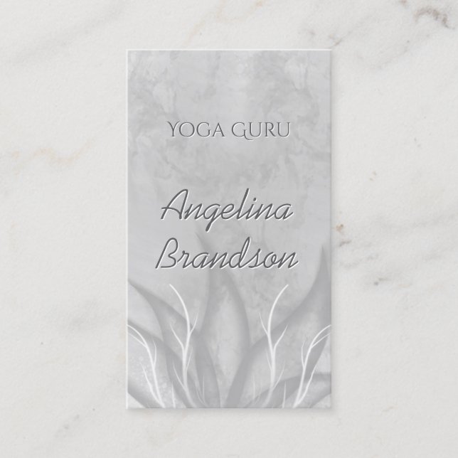 Yoga Instructor Stylized Lotus Blume Gray Card Visitenkarte (Vorderseite)