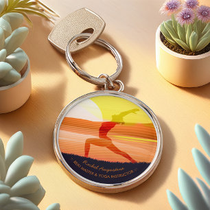 Yoga Instructor Sun Salutation Crescent Moon Pose  Schlüsselanhänger