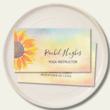 Yoga Instructor Sunflower Watercolor Visitenkarte