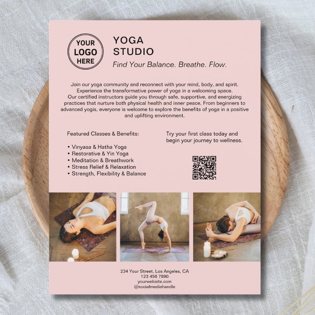 Yoga Instructor Teacher Pink Promotionbusiness Flyer (Yoga Instructor Teacher Pink Promotional Business Flyer)