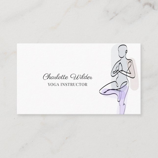 Yoga Instructor Tree Pose Business Card Visitenkarte (Vorderseite)