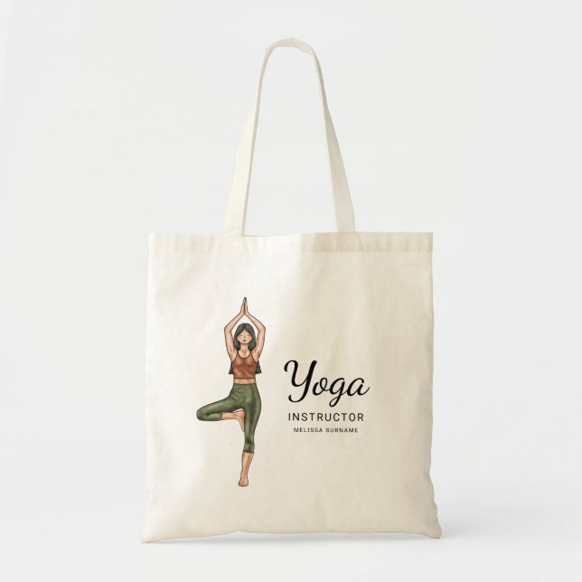 Yoga Instructor Tree Pose Vrikshasana Lehrerin Tragetasche (Vorne)