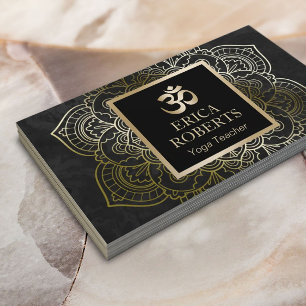 Yoga Instructor Vintag Gold Mandala & Om Sign Visitenkarte