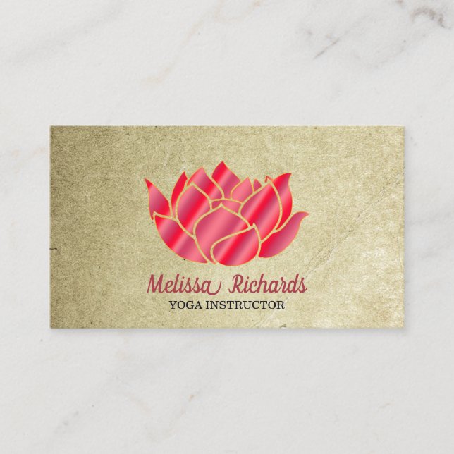 Yoga Instructor Vintag Lotus Blume Visitenkarte (Vorderseite)
