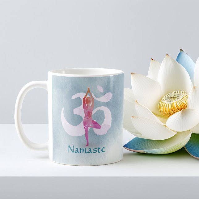 YOGA Instructor Wasserfarbe Meditation Pose Om Sig Kaffeetasse (Von Creator hochgeladen)