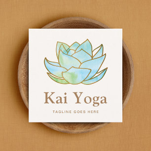 Yoga Instructor Watercolor Lotus Blume Floral Quadratische Visitenkarte