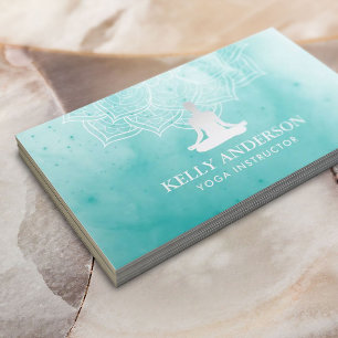 Yoga Instructor Watercolor Lotus Mandala Namaste Visitenkarte