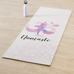 Yoga Instructor Watercolor Mediation Pose Om Sign Yogamatte