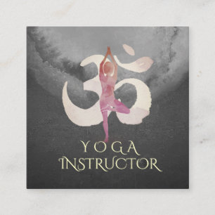 Yoga Instructor Watercolor Mediation Pose OM Signa Quadratische Visitenkarte