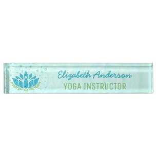 Yoga-Instruktor Blue Lotus Blume Zen Meditation Namensplakette