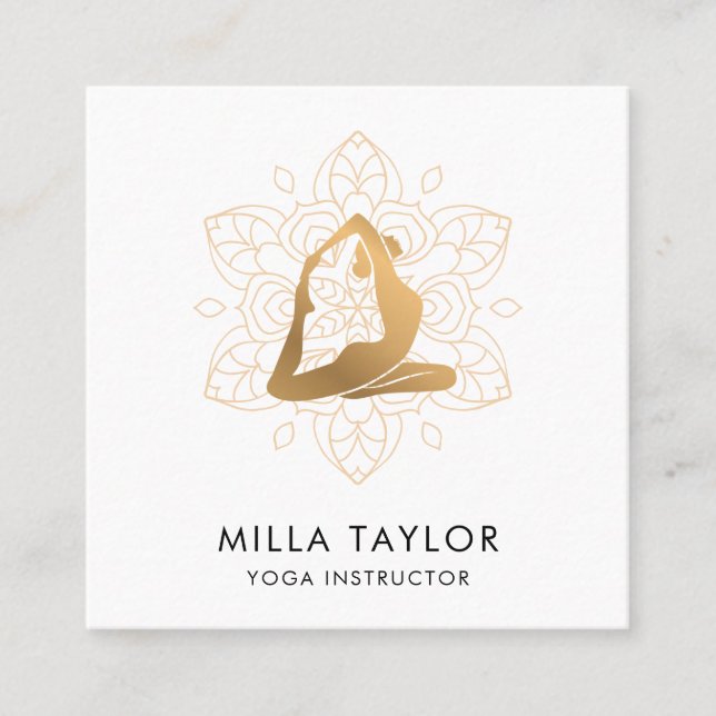 Yoga-Instruktor, Yoga-Pose, Fitness Quadratische Visitenkarte (Vorderseite)